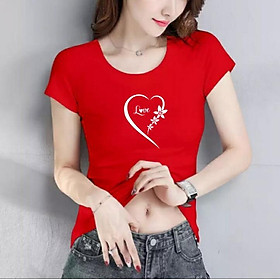 Áo thun nữ cổ tròn form ôm body thun 4 chiều cực tôn dáng trái tim dễ thương từ 40-52kg ( ANU061 )