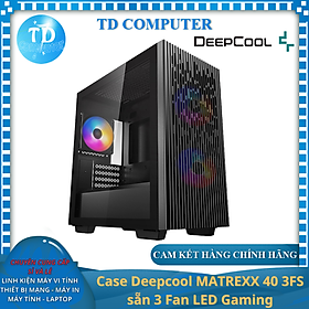 Vỏ máy tính Case Deepcool Matrexx 40 3FS sẵn 3 Fan LED Gaming Kính cường lực (Mini-ITX/ Micro-ATX) - Hàng chính hãng Viễn Sơn phân phối
