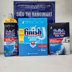 combo muối rửa bát finish 4kg+nước làm bóng finish 1150ml+viên rửa bát finish 120 viên dùng cho Máy rửa bát