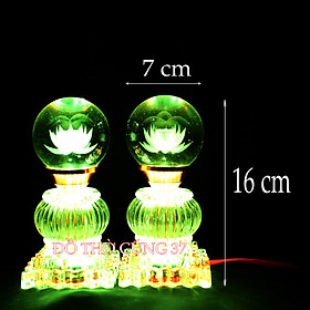 Mua   Cao 18 cm   CẶP ĐÈN THỜ LED  PHA LÊ BI TRÒN   TỰ ĐỘNG ĐỔI MÀU  
