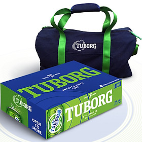 Thùng 24 Lon Bia Tuborg (24 Lon X 330Ml) + 1 Túi Du Lịch Thời Thượng