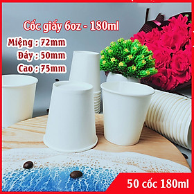 Set 50 cốc giấy 180ml cao cấp ly giấy NHẬP KHẨU HÀN QUỐC