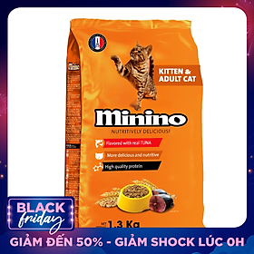 Thức ăn cho mèo con & mèo trưởng thành vị cá ngừ Minino Tuna Flavored 1,3kg