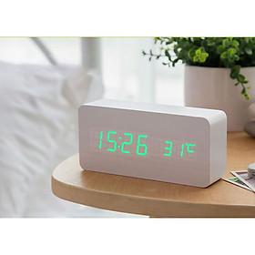 Đồng hồ gỗ LED ZAYTEN để bàn hình chữ nhật độc đáo, tiện dụng đo thời gian, nhiệt độ phòng - Tặng pin.