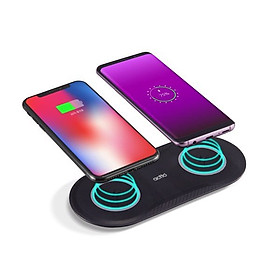 Bộ Sạc Không Dây Đồng Thời 2 Thiết Bị công suất 20W Dual Fast Wireless Charger 10W Actto MTA-17 - Hàng chính hãng 