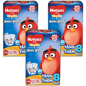 Combo 3 Gói Tã Quần Huggies Dry Gói Cực Đại Angry Birds phiên bản giới hạn XXL56 (56 Miếng) - Tặng 8 miếng