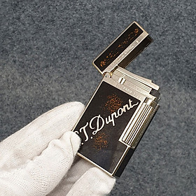 Vỏ Hột Quẹt Bật Lửa Upon D162B Sơn Mài Nền Đen Chấm Đỏ Cạnh Bạc Khắc Chữ Cao Cấp