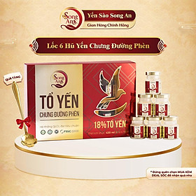 Yến chưng sẵn, Lốc 6 hũ tổ yến chưng đường phèn Song An Food hũ 70ml bổ