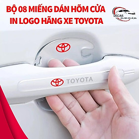 Bộ 10 miếng dán chống xước hõm cửa xe toyota silicon cao cấp , miếng dán cửa xe, ốp lõm tay nắm in logo