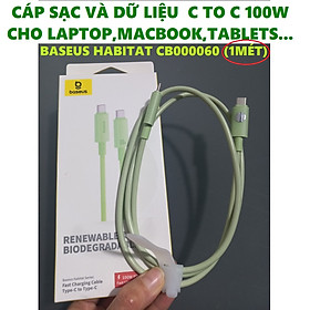 [C to C] Dây sạc nhanh 2 đầu type C 100W cho laptop macbook vật liệu thiên nhiên siêu bền Baseus Habitat CB000060_ Hàng chính hãng