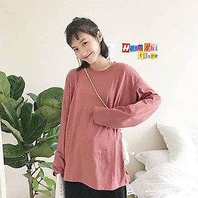 Áo Thun Tay Dài Trơn Dáng Rộng Màu Hồng Ruốc Long Tee Unisex - MM