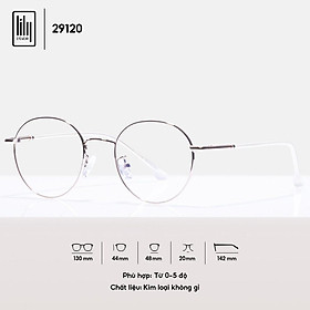 Gọng kính kim loại mắt tròn nam nữ Lilyeyewear càng kính nhẹ nhàng phù hợp mặt nhỏ màu sắc thời trang 29120