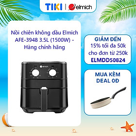 Nồi chiên không dầu Elmich AFE-3948, dung tích 3.5L, công suất 1500W, công nghệ chiên Rapid Air giúp chiên, rán thức ăn chín đều và ngon - Hàng chính hãng