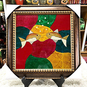 Mua Tranh sơn mài Thanh Bình Lê cặp cá bơi 40x40 cm
