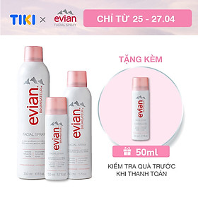 Combo 3 xịt khoáng cấp ẩm và làm dịu da Evian 300ml + 150ml + 50ml