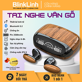 [FREESHIP] Tai Nghe Bluetooth Không Dây Vân Gỗ Cổ Điển, Sang Trọng, Có Sạc dự phòng, Chống nước, Khử Ồn hiệu quả, Âm thanh Hifi, Siêu bass, Cảm Biến Vân Tay 1 chạm, Thiết kế công thái học,Thoải mái vận động, Tặng Kèm 1 Chổi Vệ Sinh