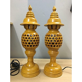 Mua Đèn thờ gỗ xà cừ -Đèn thờ tổ ong-Đèn thờ gỗ cao 34cm - màu vàng