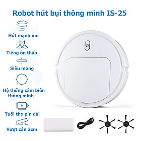 Robot hút bụi lau nhà thông minh IS-25 - Lực hút mạnh mẽ 1800PA - hoạt động êm ái - hút bụi mịn - Tuổi thọ pin dài -cảm biến chống va chạm.