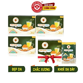 Combo 3 hộp Tinh nghệ canxi Honimore (18 gói) - TẶNG 1 hộp 10 gói - sáng da, khỏe dạ dày