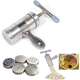 Phụ Kiện Nhà Bếp Đa Năng Máy Làm Mì Ống Bằng Thép Không Gỉ Với 5 Khuôn Làm Mì, Máy Ép Trái Cây Rau Quả