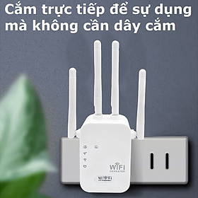 Bộ kích sóng wifi 4 râu Vinetteam tốc độ 300mbps/ 1200mbps 2 cổng RJ45 ăng ten phát xuyên tường cắm trực tiếp dùng cho điện thoại, laptop, máy tính, PC - hàng chính hãng - 4 RÂU