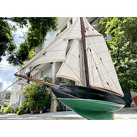 Mô hình du thuyền gỗ trang trí, thuyền buồm Penduick dài 65cm gỗ tự nhiên, quà tặng sự kiện khách hàng đối tác