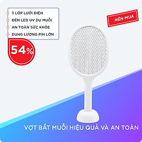 Vợt Bắt Muỗi 3 Lớp Lưới Điện Bằng Kim Loại Chống Gỉ, Sử Dụng Đèn LED UV Ánh Sáng Tím Bắt Muỗi Hiệu Quả, An Toàn Sức Khỏe, Dung Lượng Pin Lớn 2000mAh