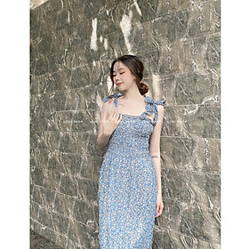 Váy đầm maxi voan hoa 2 dây hoa nhí thiết kế tiểu thư vintage Lovi