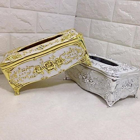 Mua Hộp đựng giấy ăn mạ vàng  mạ bạc phong cách hoàng gia - giao màu ngẫu nhiên - GDHN Loại Tốt