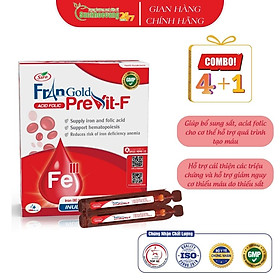 Siro bổ máu FranGold Previt-F hỗ trợ quá trình tạo máu, giảm nguy cơ thiếu máu do thiếu sắt - hộp 20 gói x 10ml