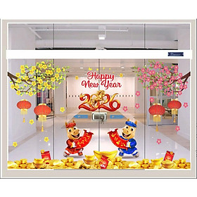 (HCM)Decal dán kinh trang trí tết xuân Bính ngọ 3 decor văn phòng quán nhà hàng khách sạn