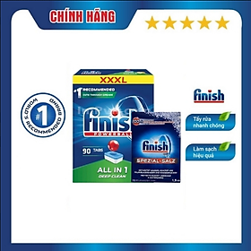 Combo Viên rửa bát Finish All in one 90 viên + Muối Finish 1,2kg