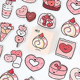 Hộp 45 Nhãn dán sticker Bánh ngọt đáng yêu trang trí sổ tay bullet journal M112