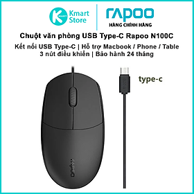 Mua Chuột có dây Rapoo N100C | Kết nối USB Type-C hỗ trợ Macbook / Phone / Table | Bảo hành 24 tháng | Hàng Chính Hãng