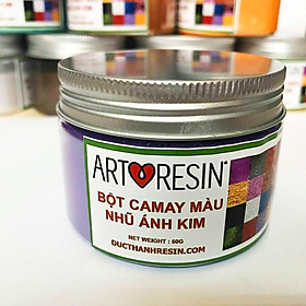 Bột camay nhũ ánh kim pha Epoxy Resin màu TÍM - PURPLE 50g