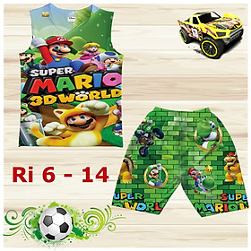 Đồ bộ cho bé trai hình Super Mario size từ 18-36kg chất thun lạnh thái mềm mát