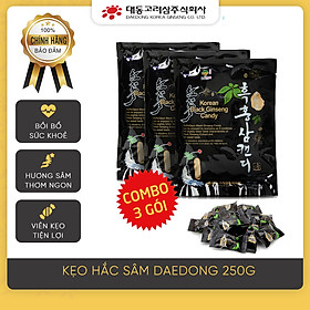 Hình ảnh Combo 3 gói Kẹo Hắc Sâm 250gram Daedong Korea Ginseng 