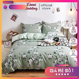 Bộ Chăn ga cotton poly cao cấp- mẫu HOA XANH 123 giá tốt