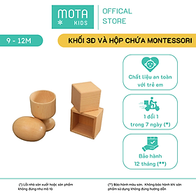 Đồ chơi khối hình học cơ bản và hộp chứa cho bé từ 9-12 tháng Montessori Mota - Rèn sự tập trung - Hàng chính hãng