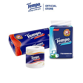 1 Lốc Tempo cao cấp Giấy vệ sinh Toipa & 1 Lốc Khăn giấy rút Softpack