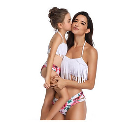 Mẹ Con Gái Đồ Bơi Họ Phù Hợp Với Đồ Bơi Thời Trang Tua Rua 2 Miếng Mẹ Áo Tắm Trẻ Em 2021 Bãi Biển Họ Phù Hợp Với Bikini - 12 T