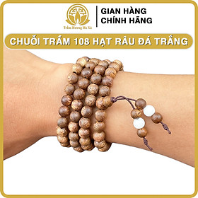 Vòng tay chuỗi 108 hạt trầm hương Hà Xá đeo tay nam nữ mix râu đá màu mệnh kim mộc thủy hỏa thổ phong thủy may mắn tài lộc