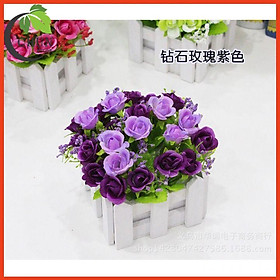 Mua Hoa giả - Giỏ hoa hàng rào hồng tỉ muội 10cm trang trí nhà cửa  văn phòng  góc học tập  làm đạo cụ chụp ảnh