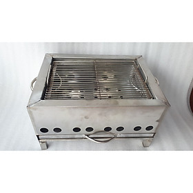 Mua Lò nướng than hoa inox vuông 30 x40cm loại dầy có vĩ nướng bán bún thịt nướng  bánh mì  nem nướng