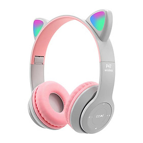 Mua Tai Nghe Mèo Bluetooth P47M Chụp Tai  Tai Mèo Dễ Thương Có Mic  Âm Bass Mạnh Mẽ ( MÀU NGẪU NHIÊN)