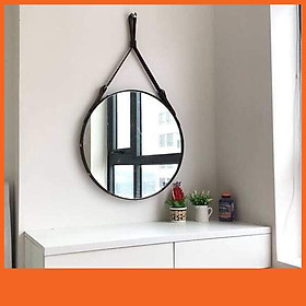 Mua Gương tròn treo tường dây da cao cấp - Gương trang điểm - Gương trang trí treo tường đường kính 50cm