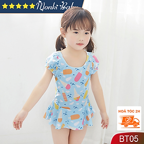 Đồ bơi liền thân bé gái váy xòe dễ thương, áo tắm trẻ em đẹp, thun bơi lạnh mịn mát, co giãn cao, bé mặc thoải mái dễ chịu, tặng kèm mũ bơi | BT05