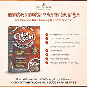 Thuốc Nhuộm Tóc Phủ Bạc 3 CHENES COLOR&SOIN CAPPUCINO LIGHT CHESTNUT 5GM_MÀU NÂU TÂY_Thảo dược Tự nhiên, An toàn Không chứa Amoniac [Nhập khẩu Pháp]