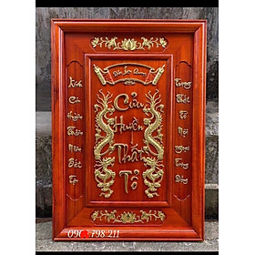 Mua Tranh cửu huyền thất tổ bằng gỗ hương đỏ và được pu dát vàng cao cấp kt 61×81×3.5cm
