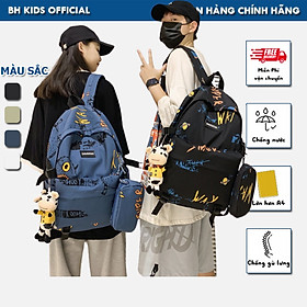 Combo Hộp bút + Balo Đi Học BH Kids Phong Cách Đường Phố Junior Hàn Quốc, ngăn chứa rộng, chống nước, chống sốc - CH109